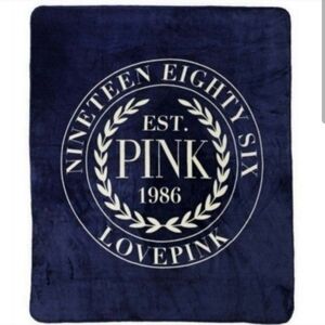 Victoria's Secret PINK navy blue plush blanket